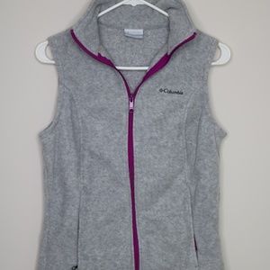 Columbia Fleece Zip Up Vest Gray & Purple